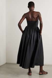 MATTEAU Присборенное платье макси из органического хлопка и поплина с вырезом и вырезом халтер, черный
