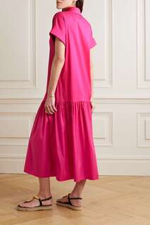 MAX MARA Ярусное платье-рубашка миди Tebano из поплина с добавлением хлопка, розовый