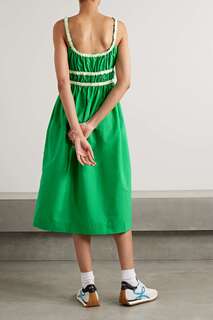 MOLLY GODDARD платье миди Rita со сборками из тафты и отделкой в ​​крупный рубчик, ярко-зеленый