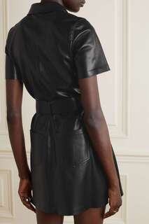 NANUSHKA платье-рубашка мини из веганской кожи Halli с поясом, черный