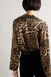 NILI LOTAN рубашка Juste из шелкового твила с леопардовым принтом, леопардовый принт
