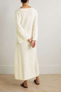 PEONY платье макси Fleur из хлопкового трикотажа с завязками и пуантелями, белый