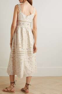 SEA Платье миди Blaire из органического хлопка с вышивкой бродери англез, белый