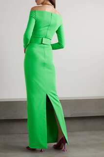 SOLACE LONDON платье макси Sabina из эластичного крепа с открытыми плечами, зеленый