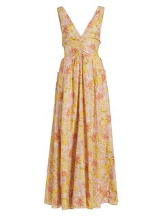 Платье макси Miriam с цветочным принтом и V-образным вырезом Magali Pascal, винтаж