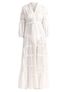 Ярусное платье макси Santorini с люверсами Shoshanna, белый