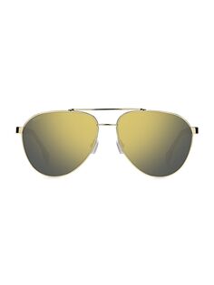 Солнцезащитные очки-авиаторы из нержавеющей стали 60 мм BOSS, золотой