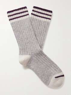 Полосатые кашемировые носки в рубчик BRUNELLO CUCINELLI, серый