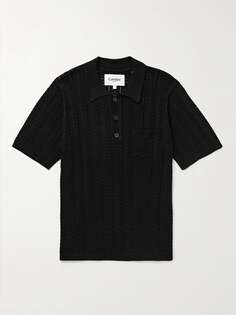 Рубашка поло Pima из хлопкового трикотажа Pointelle CORRIDOR, черный