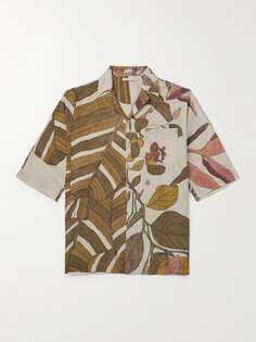 Шелковая рубашка с воротником-стойкой и принтом 11.11/Eleven Eleven, коричневый