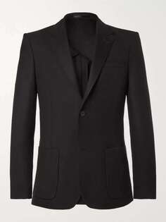 Черный пиджак из неструктурированной камвольной шерсти Mr P., черный