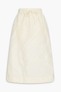 Полосатая юбка миди из тафты GANNI, кремовый
