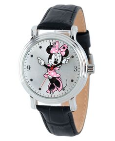 Женские блестящие серебряные винтажные часы из сплава Disney Minnie Mouse ewatchfactory, черный