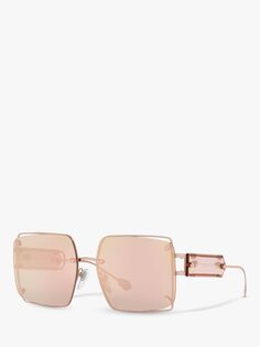 BVLGARI BV6171 Женские квадратные солнцезащитные очки, розовое золото/шампанское