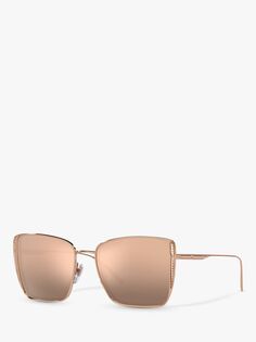 BVLGARI BV6176 Женские квадратные солнцезащитные очки, розовое золото/золотое зеркало