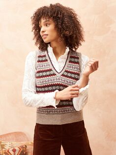 Майка Brora Cashmere Fair Isle, Ясень