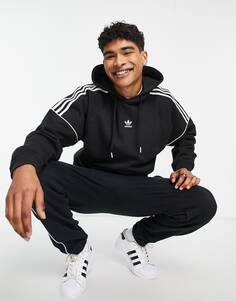 Худи черного цвета с 3 полосками и логотипом adidas Originals Rekive