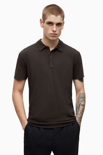 AllSaints Fig черная рубашка-поло с короткими рукавами All Saints, черный