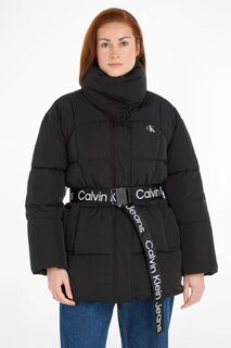 Длинный пуховик с поясом Calvin Klein Jeans, черный