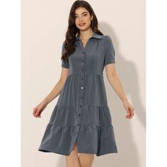 Женское летнее платье-рубашка из шамбре 2023, с коротким рукавом, на пуговицах и завязкой на талии, джинсовые платья в стиле вестерн с V-образным вырезом ALLEGRA K, светло-синий