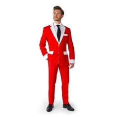 Мужской рождественский костюм Suitmeister в современном стиле Санта-Клауса из искусственного меха, красный