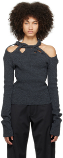 Серый свитер с вырезом Jade Cropper