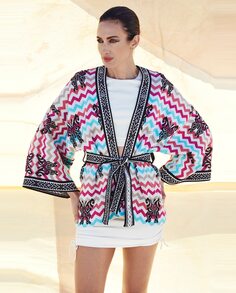 Женская куртка типа кимоно с геометрическим принтом от Nieves Alvarez The Extreme Collection, мультиколор