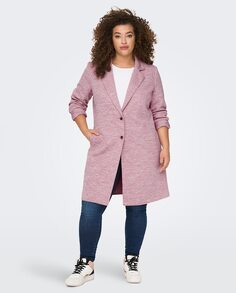 Женское длинное пальто с лацканами Only Carmakoma, светло-розовый