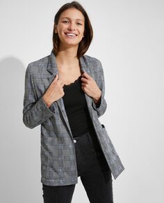 Женский пиджак в клетку с пуговицами и карманами Naëlle, серый