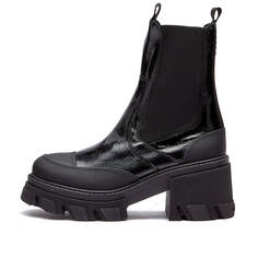 Ботинки челси средней длины на рифленном каблуке Ganni, черный