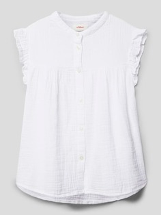 Блузка-рубашка из хлопка со структурным узором s.Oliver, белый