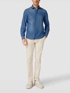 Деловая рубашка в джинсовом стиле, модель «Кент» OLYMP, темно-синий