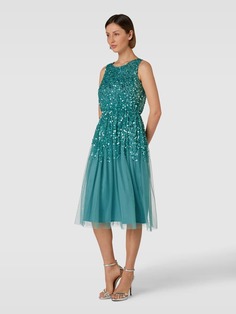 Коктейльное платье с отделкой пайетками LACE &amp; BEADS, цвет морской волны