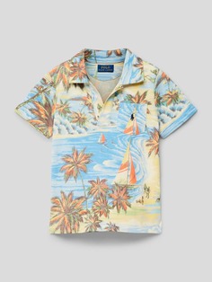 Рубашка-поло с вышивкой этикеток Polo Ralph Lauren, синий