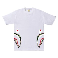 BAPE ABC Камуфляжная футболка с изображением акулы, цвет Белый/Зеленый