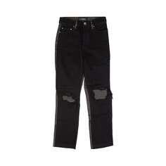 Укороченные прямые кожаные джинсовые брюки Amiri, цвет Черный
