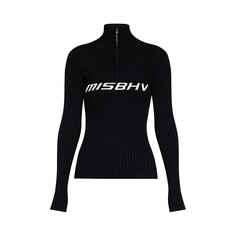MISBHV Вязаный свитер с длинными рукавами и молнией в четверть, цвет Черный