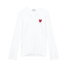 Comme des Garçons PLAY Мини-футболка с сердечками и длинными рукавами, цвет Белый