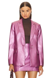 Блейзер MILLY Alexa Crinkled Faux Leather, розовый