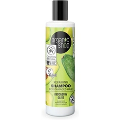 Восстанавливающий шампунь для поврежденных волос Авокадо и Оливка 280мл, Organic Shop
