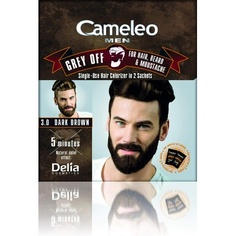 Крем-краска для мужчин Темно-коричневый - Серый с одноразовым колоризатором для волос, бороды и усов - Легкое нанесение за 5 минут - Эффект естественного цвета - 0% парабенов - Упаковка из 2 шт., Cameleo