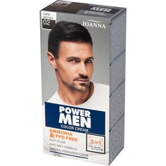 Краска для волос Power Man 3 в 1 для мужчин — закрашивает седые волосы, бороду и усы — быстрое и простое нанесение в домашних условиях — интенсивный темно-коричневый цвет, Joanna