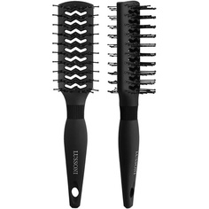 T4B Lussoni Duovent Brush Профессиональная двусторонняя расческа для укладки очень коротких волос Антистатическая черная щетка для распутывания волос, Tb Tools For Beauty