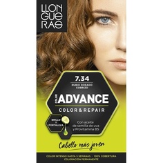 Стойкая краска для волос Llong Color Advance 7.34 Золотисто-медный блондин 210G, Llongueras