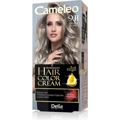 Крем-стойкая краска для волос Cameleo Frozen Blonde Интенсивный цвет и защита 5 масел + кислоты Omega Plus Профессиональная роскошная краска для волос Полный набор 9.11, Delia Cosmetics