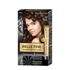 Натуральная крем-краска для волос Belle&apos;Fine Black Series с 3 маслами и кератином Стойкий цвет Натуральный коричневый