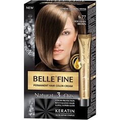 Крем-краска для волос Belle&apos;Fine Шоколадно-коричневый с кератином, аргановым, миндальным и оливковым маслом
