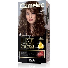 Перманентная краска для волос Cameleo, крем-каштан, интенсивный цвет и защита, 5 масел + кислоты омега-плюс, профессиональная роскошная краска для волос, полный набор 5.4, Delia Cosmetics