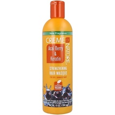 Маска для волос с ягодами асаи и кератином для химически поврежденных волос, 12 унций, Creme Of Nature