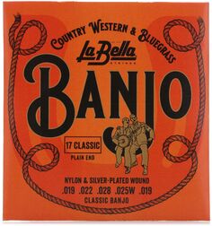 Струны для банджо La Bella 17, классические нейлоновые и посеребрённые — .019-.028, 5-струнные